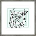 Space Scene With Explorer Rockets And Symbols Framed Print