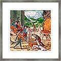 Spanish Conquistadors Torturing Framed Print