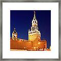 Spasskaya Tower Of Moscow Kremlin At Framed Print