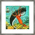 Squid Attacking Whale Framed Print