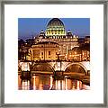 St Peters Basilica And Tiber River In Framed Print