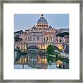 St. Peter's Basilica At Dusk Framed Print