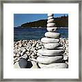 Stacked Stones At Pebble Beach Framed Print