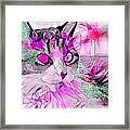 Stained Glass Cat Profile Purple Framed Print