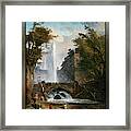 Stair And Fountain In The Park Of A Roman Villa Framed Print