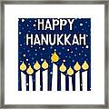 Starry Night Hanukkah Menorah- Art By Linda Woods Framed Print