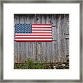 Stars And Stripes On An Old Barn Framed Print