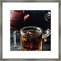 Steeping Red Tea In Glass Mug Framed Print