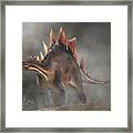 Stegosaurus In Fog Framed Print