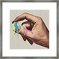 Sticky Colorful Mess Between Fingers Framed Print