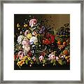 Still Life Flowers And Fruit Framed Print