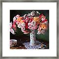 Still Life With A Bouquet Of Garden Roses Framed Print