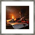 Still Life With Scroll And Candle Framed Print