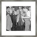 Stock Market Workers Look @ Ticker Tape Framed Print