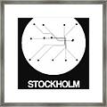 Stockholm White Subway Map Framed Print