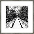 Straight Tracks In Light Snow. Framed Print