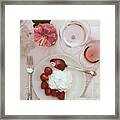 Strawberries And Cream With Rose Framed Print