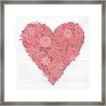 Pink Succulent Heart White Background Framed Print