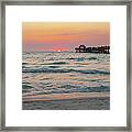 Sun Sinks Below Horizon At Gulf Of Framed Print