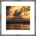 Sunrise Above The Sunshine Skyway In Tampa Bay Framed Print