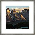 Sunrise At Los Curenos In Torres Del Paine National Park, Chile Framed Print