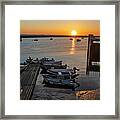 Sunrise In Plymouth Ma Dock Pier Boats Golden Sun Framed Print