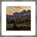 Sunrise In The Dolomites Framed Print