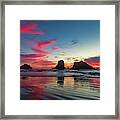 Sunset On Bandon Beach Framed Print