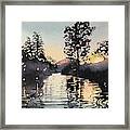 Sunset Over Rabbit Island At Malibou Lake Framed Print