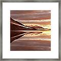 Sunset With Firely Sky Reflected By Loch Framed Print
