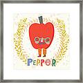 Sweet Bell Pepper In Funny Cartoon Framed Print