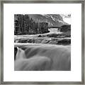 Swiftcurrent Falls Spring Sunset Black And White Framed Print