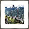 Swing On Mountain Against Cloudy Sky Framed Print