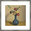 Tagetes In A Blue Vase Framed Print