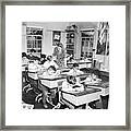 Teacher Supervises Students Taking Quiz Framed Print