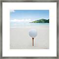 Teeing Off On The Beach Framed Print