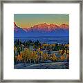 Teton Range Autumn Alpenglow Panorama Framed Print