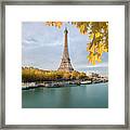 The Eiffel Tower From The River Seine Framed Print