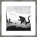 Godzilla Turin Greyscale Framed Print