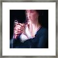 The Lady With Smart Phone Framed Print