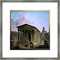 The Maison Caree The Arenas And The Magne Tower In Nimes By Hubert Robert Framed Print