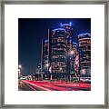 The Renaissance Center On Jefferson At Night... Framed Print