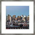 The Skyline Of Boston In Massachusetts, Usa On A Clear Winter Ev Framed Print
