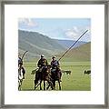 Three Nomadic Mongolian Herders On Framed Print