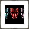 Three Textured Ai Robotic Face Masks Framed Print