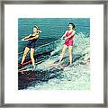 Three Women Waterskiing Framed Print