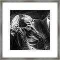 Through The Shadows - Antelope Canyon Monochrome Framed Print