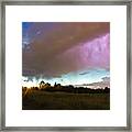 Thunderstorm And Lightning Over Forest Framed Print