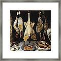 Tomas Hiepes / 'still Life Of Birds And Hares', 1643, Spanish School, Oil On Canvas, 67 Cm X 96 Cm. Framed Print