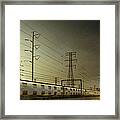 Train Speeding By Power Lines Framed Print